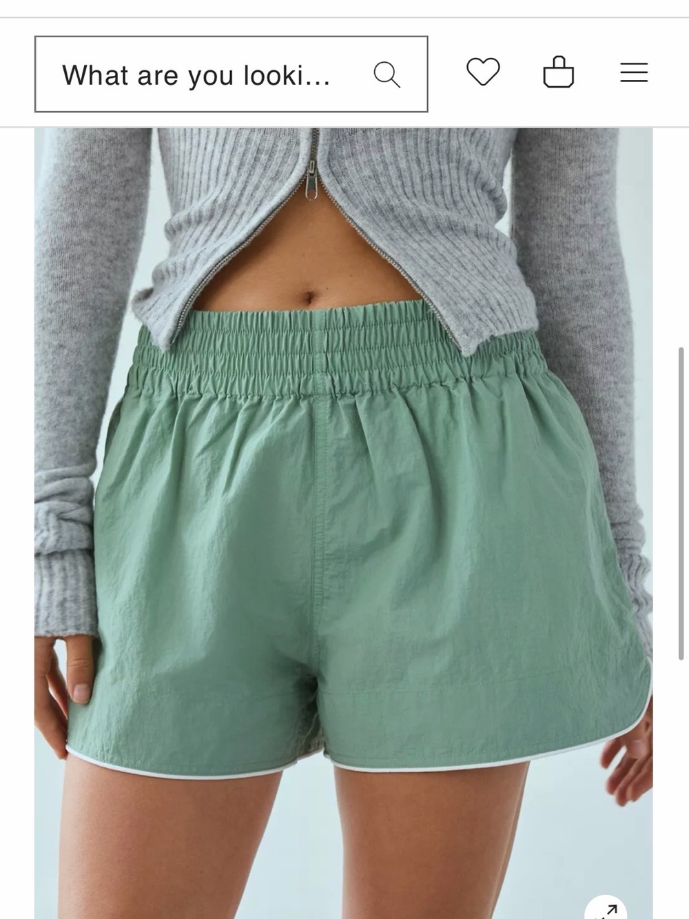 BDG Sage Green Athletic Shorts with White Piping